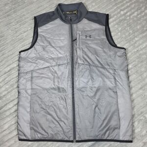 Under Armour Infared Storm 1 Vest Mens L Cold Gear Primaloft Full Zip GRAY EUC